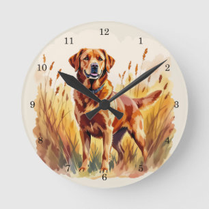 Fuchsroter Labrador Retriever Hund Runde Wanduhr
