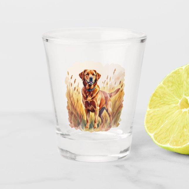 Fuchsroter Labrador Retriever Hund Schnapsglas (Vorderseite)