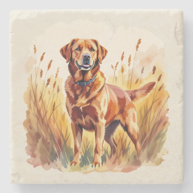 Fuchsroter Labrador Retriever Hund Steinuntersetzer (Vorderseite)