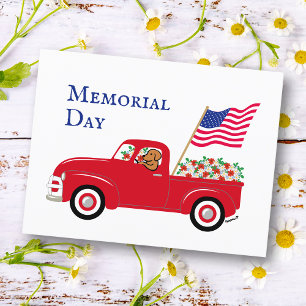 Fuchsroter Labrador Roter LKW Memorial Day Postkarte