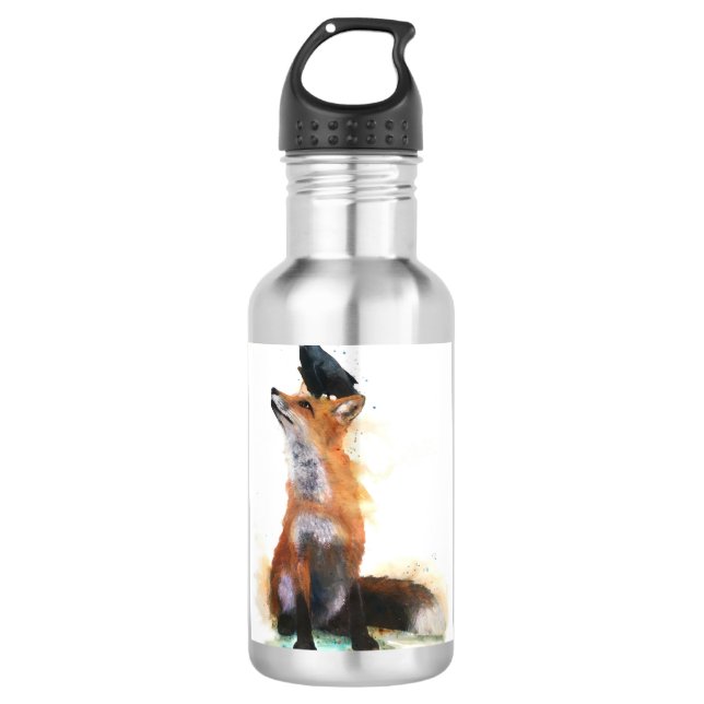Fuchswasserflasche und Rabe Edelstahlflasche (Vorderseite)