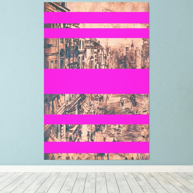 Fucshia Modernised Version von St. James's Street Leinwanddruck (Insitu (Holzboden))