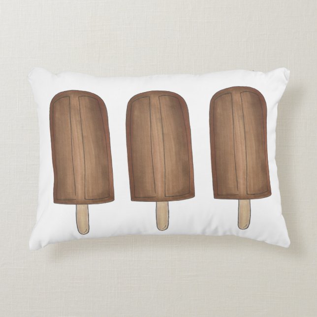 Fudge Brown Ice Creme Pop Fudgesicles Popsicles Zierkissen (Vorderseite)