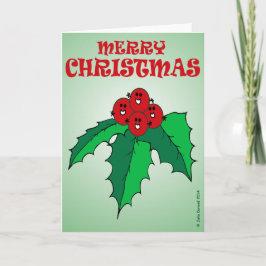 "Fudsy stellt" - Weihnachtenc$karte-stechpalme Feiertagskarte
