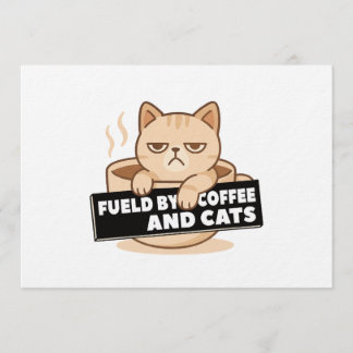 Fueled by Coffee and Cats Cute Sleepy Cat Design Einladung