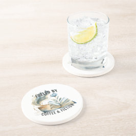 Fueled by Coffee & Fiction Sandstone Coaster Getränkeuntersetzer
