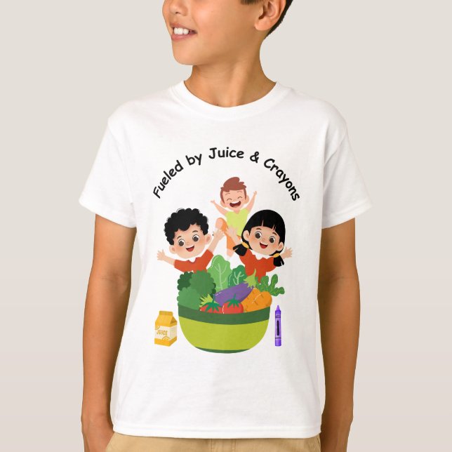 Fueled by Juice and Crayons Fun School T-Shirt (Vorderseite)
