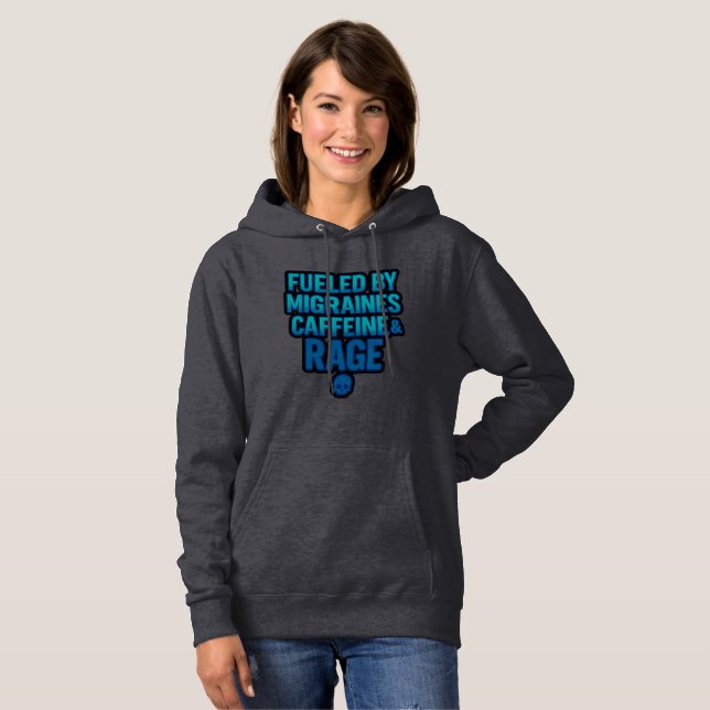 Fueled by Migraines, Caffeine & Rage – Blue Rage  Hoodie (Vorne ganz)