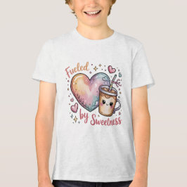 Fueled by Sweetness Cute Kawaii Coffee and Heart Tri-Blend Shirt