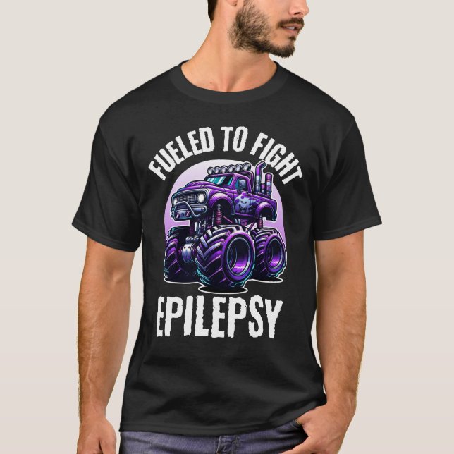Fueled Monster Truck Fighting Epilepsy Awareness T-Shirt (Vorderseite)
