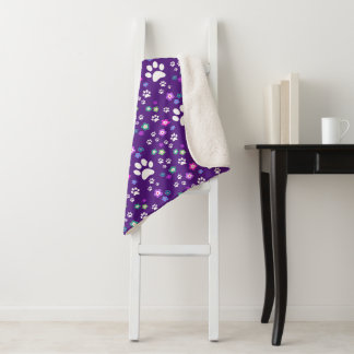 Fug Dog Blanket, Lila Hundepfade, Druck Sherpadecke