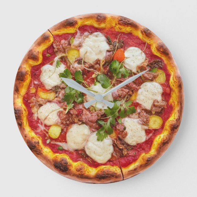 Fugazza Pizza Große Wanduhr (Vorderseite)