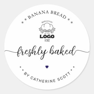 füge dein Logo frisch gebacken hinzu Runder Aufkleber