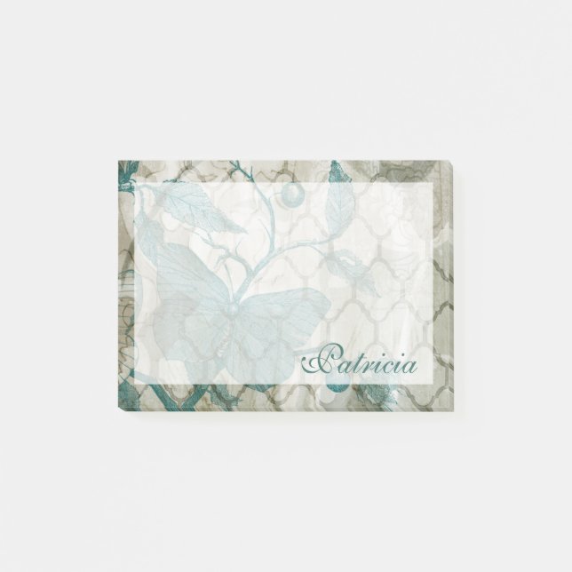 Füge Deinen Namen hinzu | Arabesque Butterflies V Post-it Klebezettel (Vorderseite)