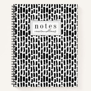 Füge Deinen Namen hinzu   Black Brush Strokes Mus Notizbuch