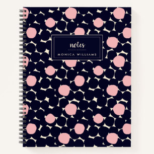 Füge Deinen Namen hinzu   Blau und rosa Muster f Notizbuch