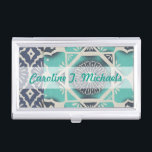 Füge Deinen Namen hinzu | Blue Batik Tile II Visitenkarten Etui<br><div class="desc">floral</div>