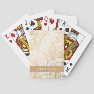 Füge Deinen Namen hinzu Damask Gold Floral Muste Spielkarten