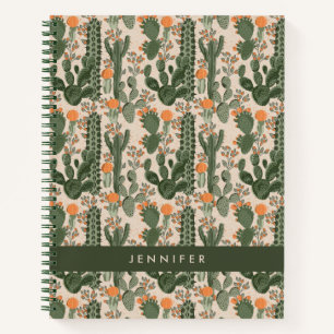Füge Deinen Namen hinzu   Farbiges Kaktusmuster Notizbuch