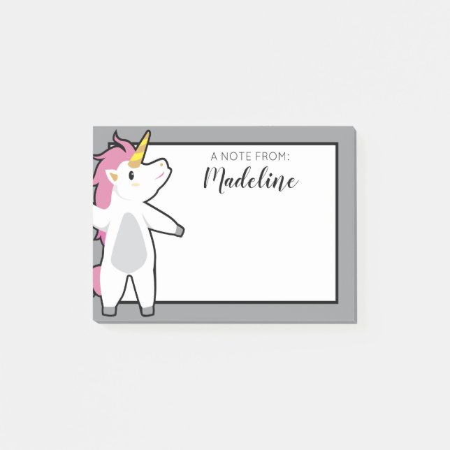 Füge Deinen Namen hinzu | Fun Aerobic Unicorn Post-it Klebezettel (Vorderseite)