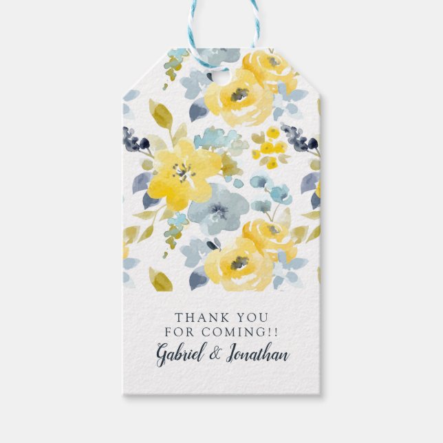 Füge Deinen Namen hinzu | Gelbes und blaues Wasser Geschenkanhänger (Vorderseite)