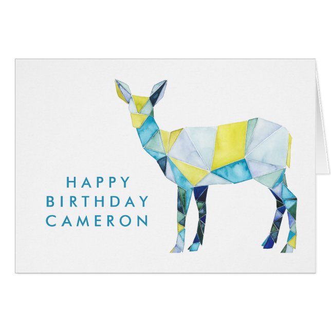 Füge Deinen Namen hinzu | Geometric Deer Animal (Vorderseite (Horizontal))