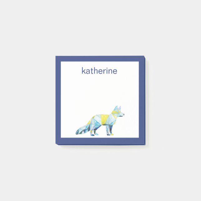 Füge Deinen Namen hinzu | Geometrisches Fox Post-it Klebezettel (Vorderseite)