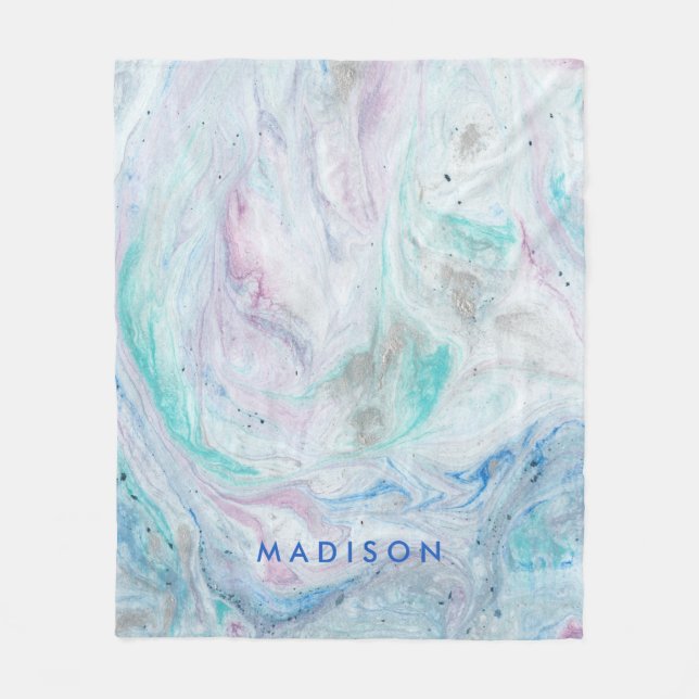 Füge Deinen Namen hinzu | Marmor I Fleecedecke (Vorderseite)