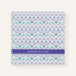 Füge Deinen Namen hinzu   Mexican Bird Tile Folk A Notizbuch