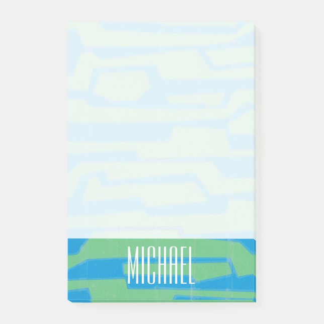 Füge Deinen Namen hinzu | Moderner Circuit V Post-it Klebezettel (Vorderseite)