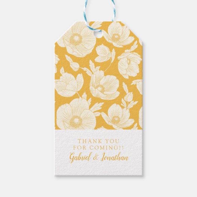 Füge Deinen Namen hinzu | Muster der goldenen Blum Geschenkanhänger (Vorderseite)