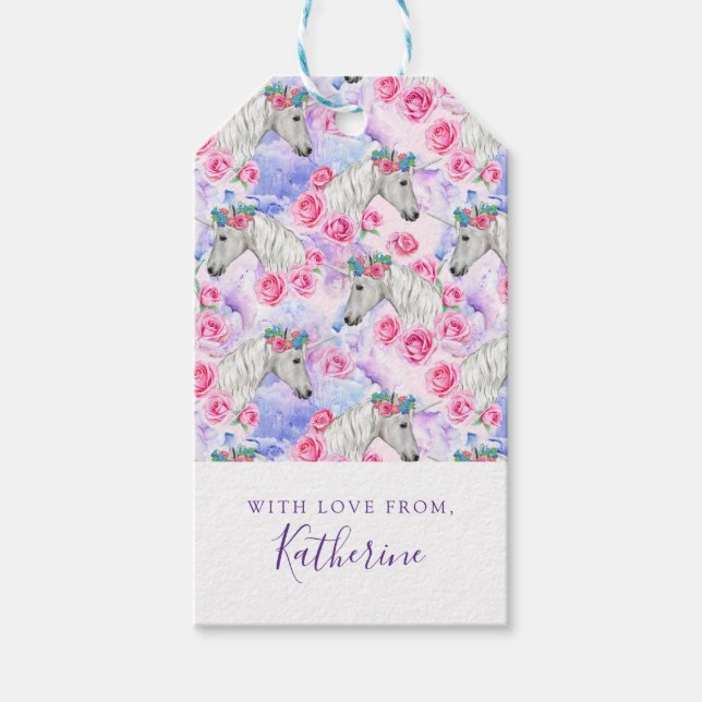 Füge Deinen Namen hinzu | Muster für Einhörner und Geschenkanhänger (Vorderseite)