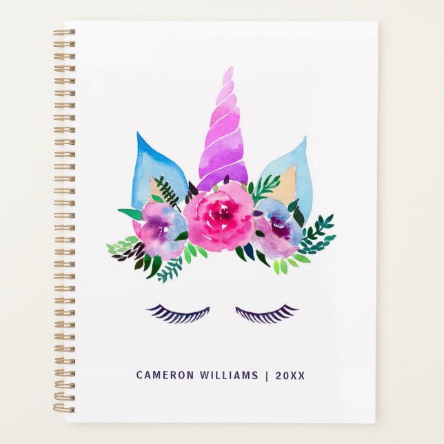 Füge Deinen Namen hinzu | Niedlich Magische Einhor Planer (Vorderseite)