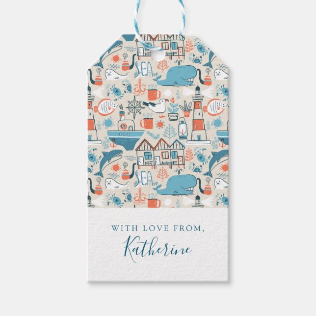 Füge Deinen Namen hinzu | Nordsee-Niedlich-Doodmus Geschenkanhänger (Vorderseite)