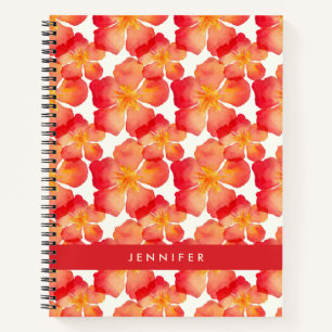 Füge Deinen Namen hinzu   Orange Oleander Floral  Notizbuch