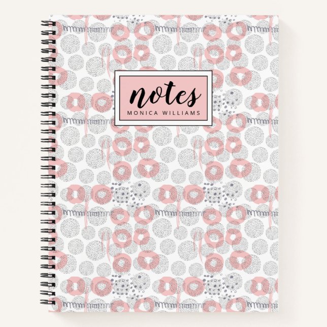 Füge Deinen Namen hinzu | Polka Dot Circle Pattern Notizbuch (Vorderseite)