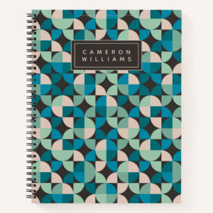 Füge Deinen Namen hinzu   Retro-Muster Vintag 60' Notizbuch