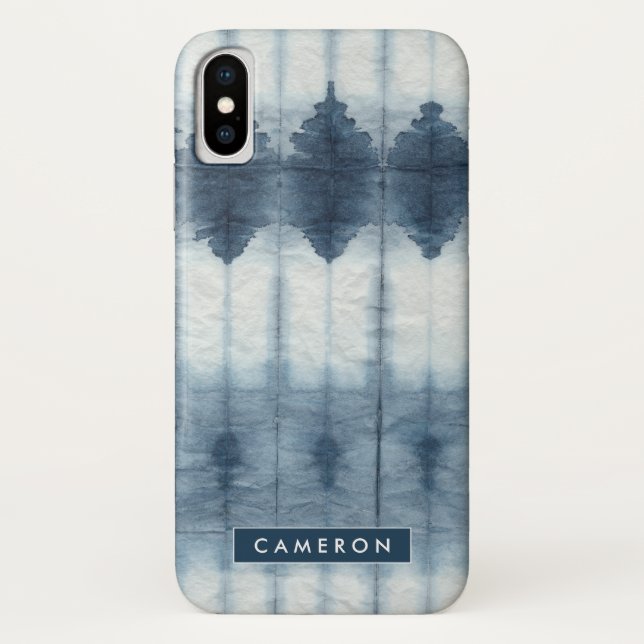 Füge Deinen Namen hinzu | Shibori Indigio Print Case-Mate iPhone Hülle (Rückseite)