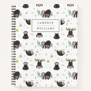 Füge Deinen Namen hinzu   Sleepy Sweet Sloth Patt Notizbuch