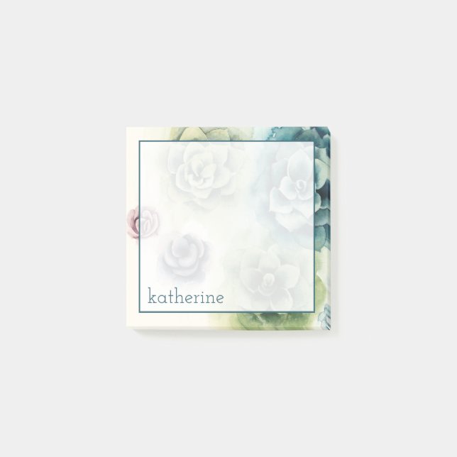 Füge Deinen Namen hinzu | Sukkulenten-Cluster Post-it Klebezettel (Vorderseite)