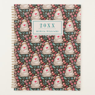 Füge Deinen Namen hinzu Valentine Sloth Pattern Planer