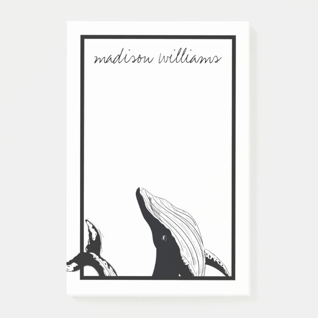 Füge Deinen Namen hinzu | Wal eines Schwanzes Post-it Klebezettel (Vorderseite)