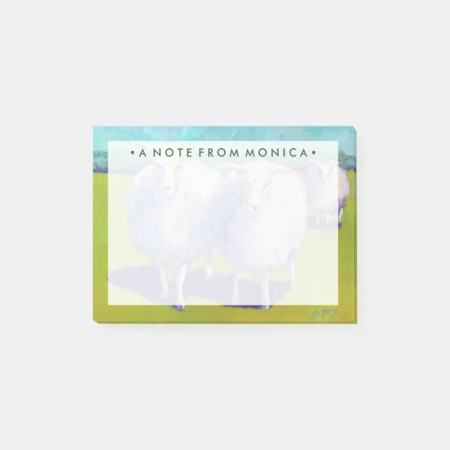 Füge Deinen Namen hinzu | Zwei Schafe vor Ort Post-it Klebezettel (Vorderseite)