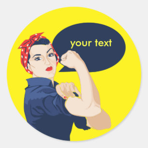 Füge eigenen Text zu Rosie the Riveter hinzu Runder Aufkleber