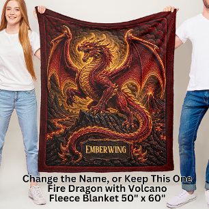 Füge Namen Fire Dragonon Mountain mit Vulkan hinzu Fleecedecke