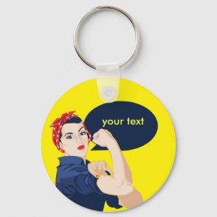 Füge Rosie the Riveter eigenen Text hinzu Schlüsselanhänger