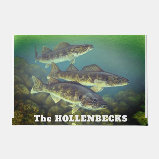 Fuge Walleye Fisch Muster Türmchen Fußmatte (Vorderseite)