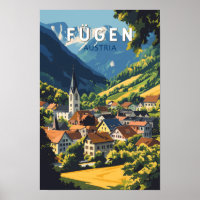 Fugen Austria Illustration Travel Art Vintag