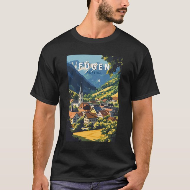 Fugen Austria Illustration Travel Art Vintag T-Shirt (Vorderseite)