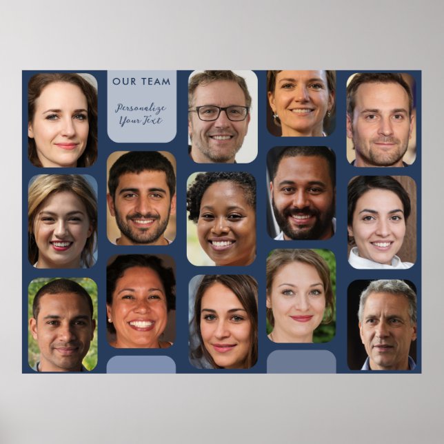 Fügen Sie 14 Fotos Elegant Navy Blue Modern Unser  Poster (Vorne)